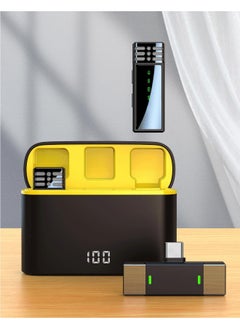 J68 One to Two Yellow [Microphone and case both have digital display] Two-in-One Interface [Type-C + Apple Two-in-One Interface]