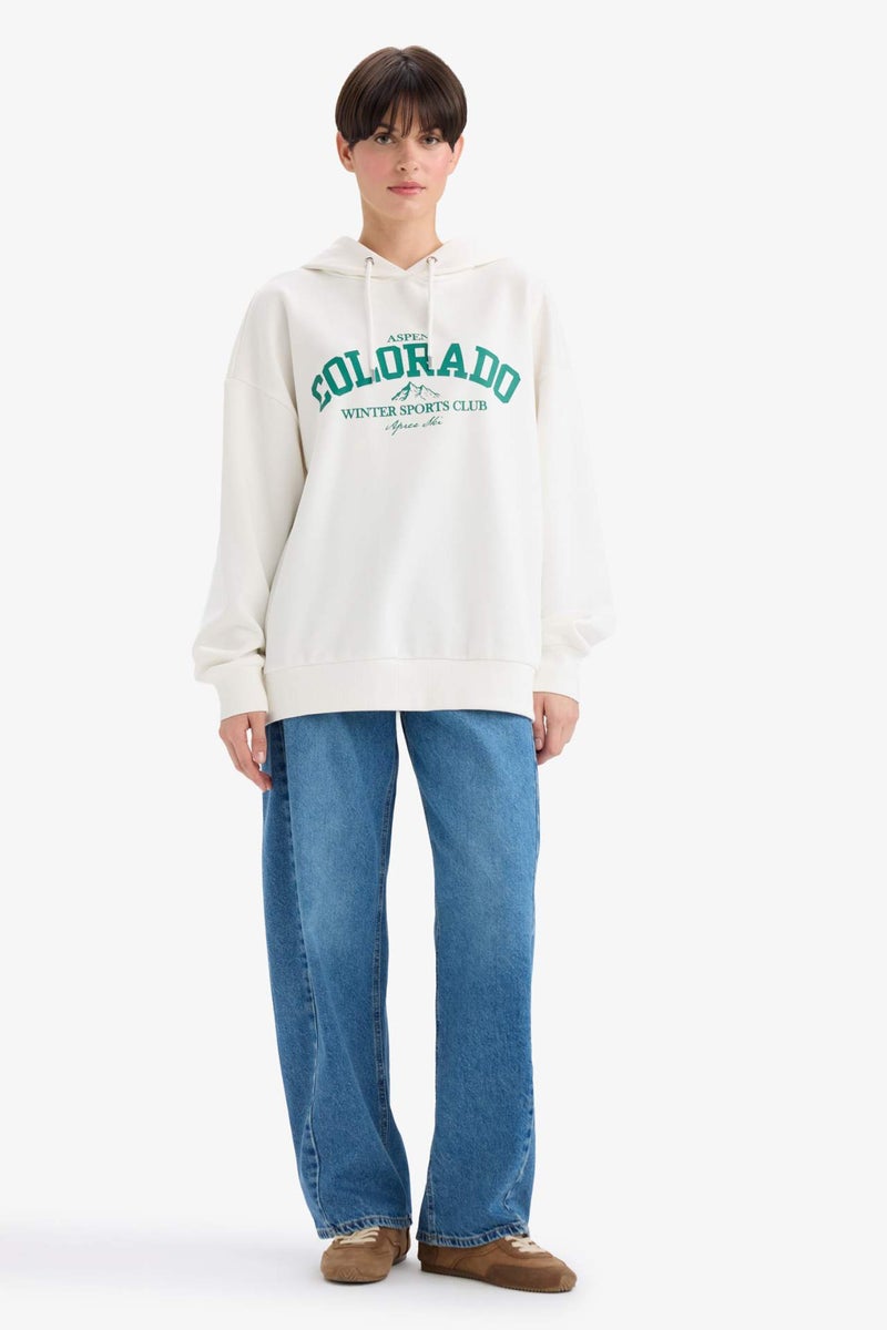 DeFacto Oversize Fit Printed Long Sleeve Hoodie - Image 2