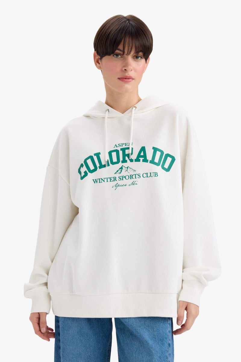 DeFacto Oversize Fit Printed Long Sleeve Hoodie - Image 3