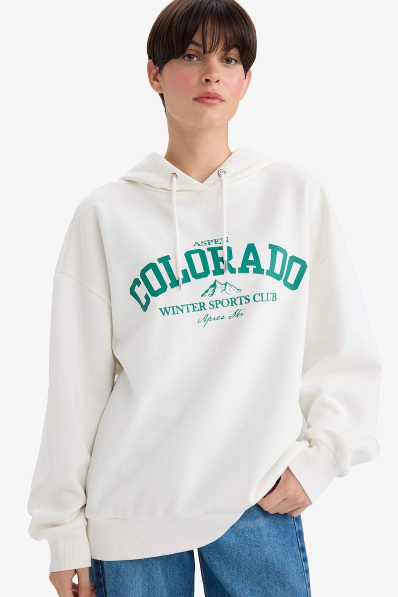 DeFacto Oversize Fit Printed Long Sleeve Hoodie - Image 1
