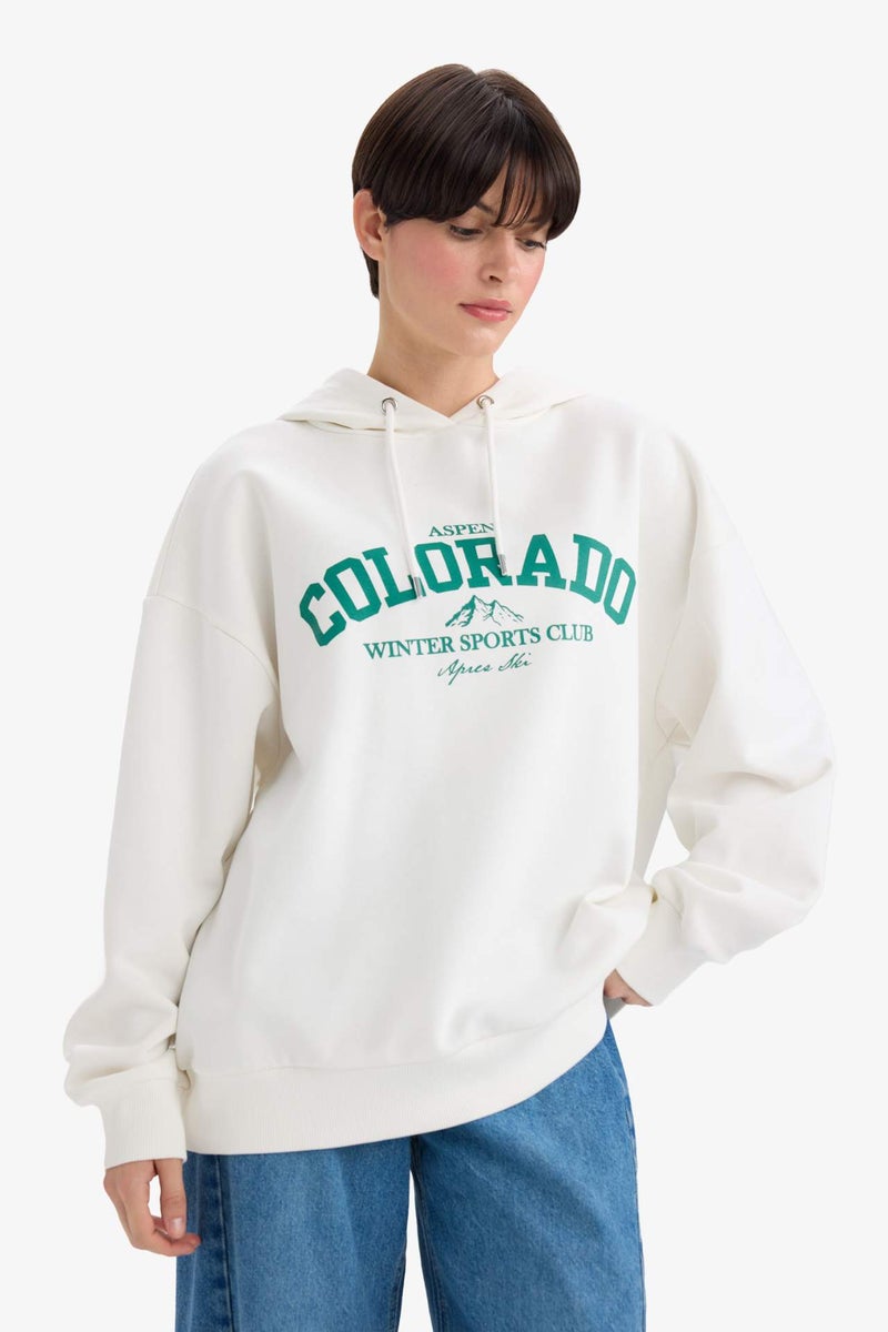 DeFacto Oversize Fit Printed Long Sleeve Hoodie - Image 4