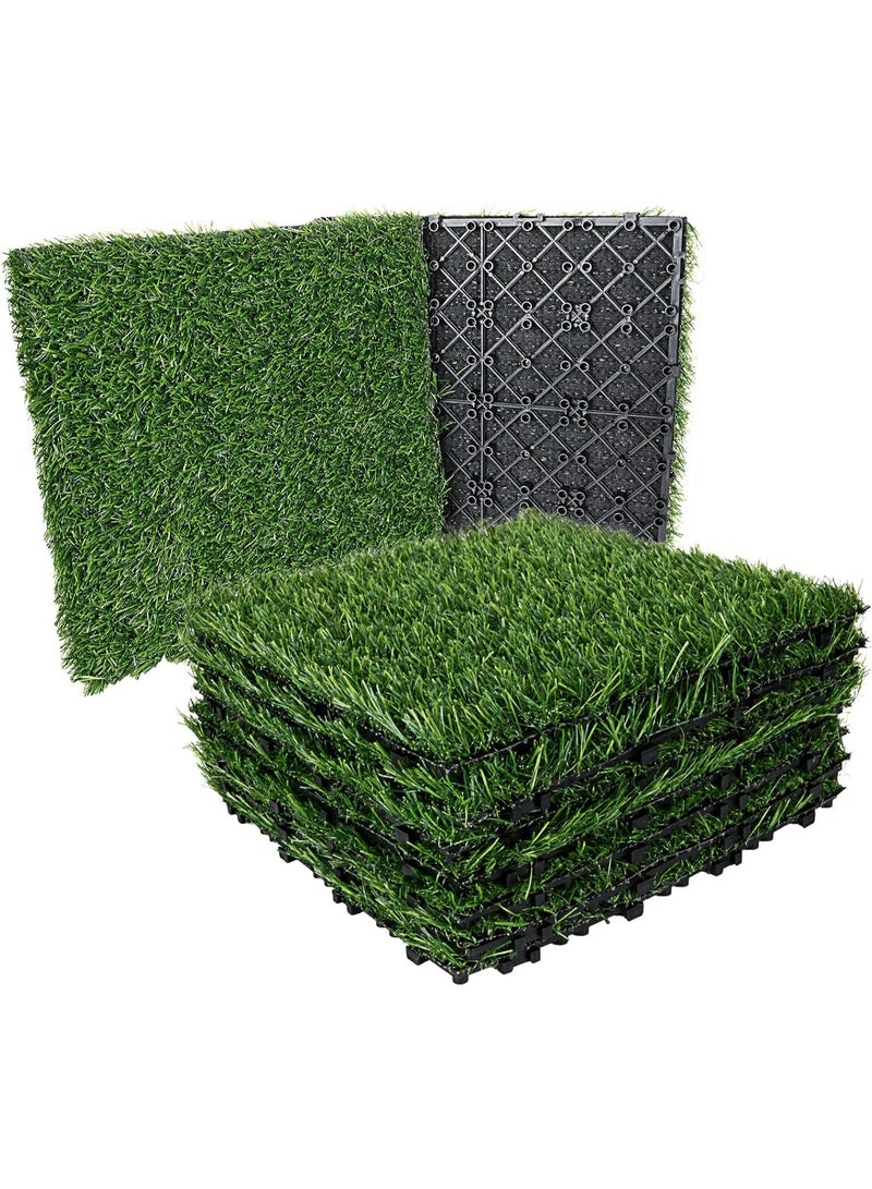 LINGWEI 9 Pieces of 30x30cm Lawn Floor Tiles Grass Tiles Plastic Floor Decking Tiles - Image 4