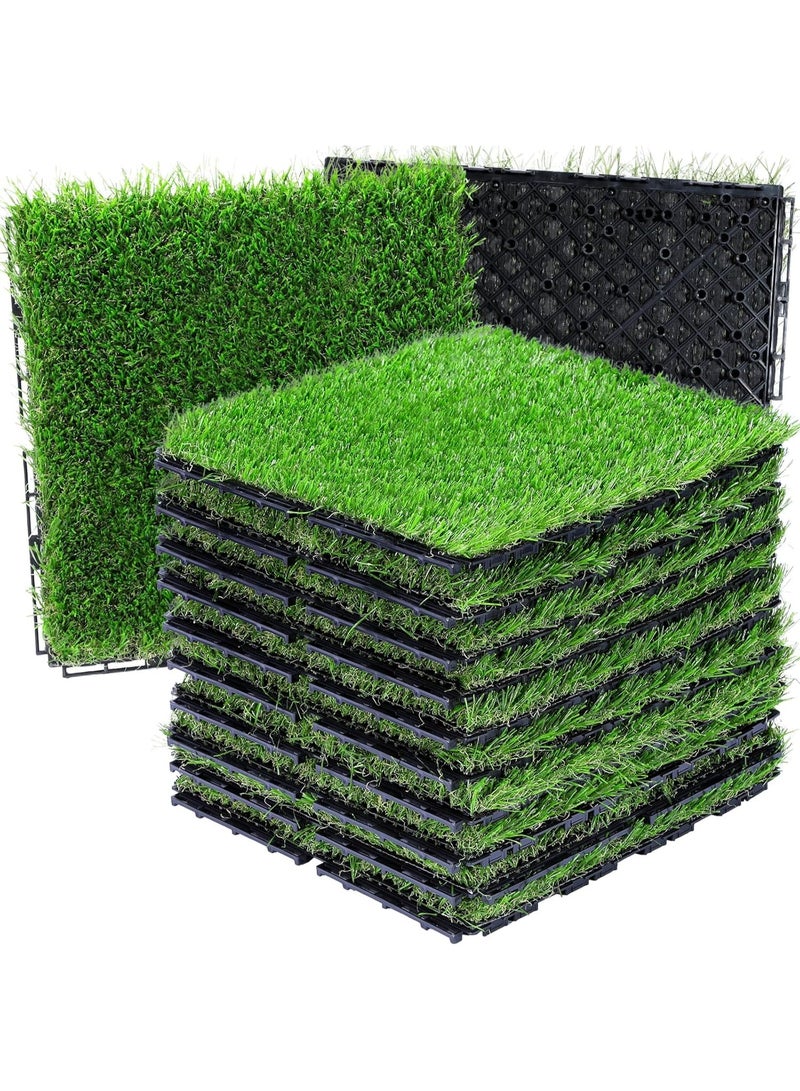 LINGWEI 9 Pieces of 30x30cm Lawn Floor Tiles Grass Tiles Plastic Floor Decking Tiles - Image 1