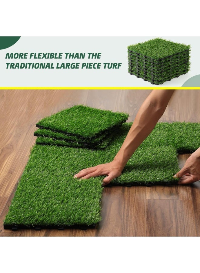 LINGWEI 9 Pieces of 30x30cm Lawn Floor Tiles Grass Tiles Plastic Floor Decking Tiles - Image 3