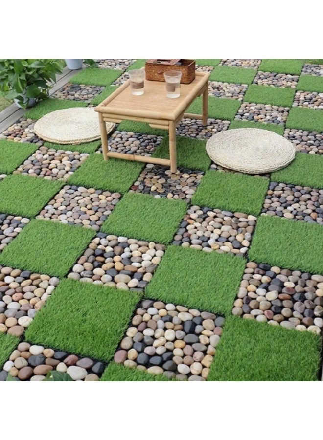 LINGWEI 9 Pieces of 30x30cm Lawn Floor Tiles Grass Tiles Plastic Floor Decking Tiles - Image 5