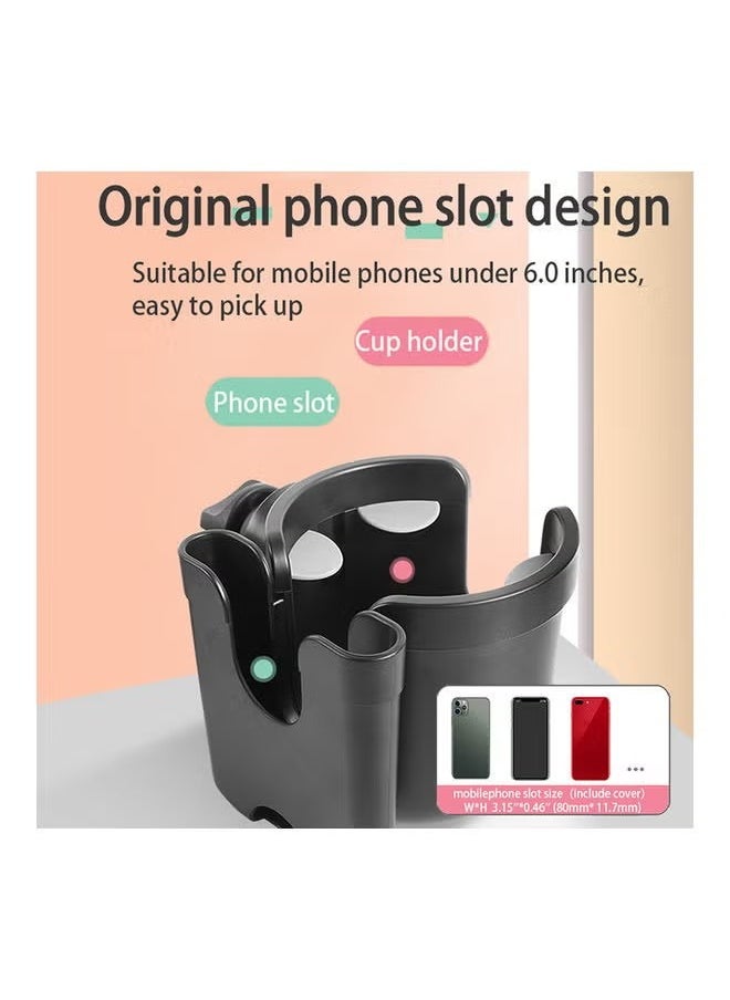 LO.BABY.VE - Stroller Cup Holder with Phone Holder, Bike Cup Holder, Universal Cup Holder for Uppababy Nuna Doona Strollers, 2-in-1 Cup Phone Holder for Stroller, Bike, Wheelchair, Walker, Scooter - Image 1