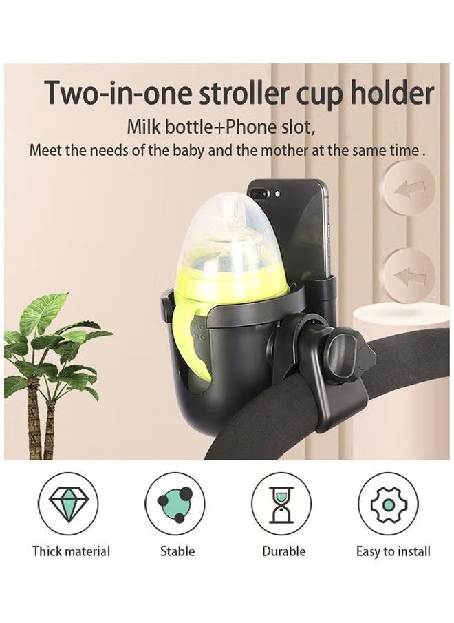 LO.BABY.VE - Stroller Cup Holder with Phone Holder, Bike Cup Holder, Universal Cup Holder for Uppababy Nuna Doona Strollers, 2-in-1 Cup Phone Holder for Stroller, Bike, Wheelchair, Walker, Scooter - Image 1