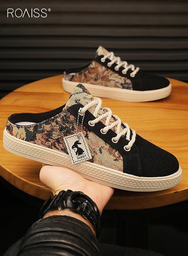 رويس أحذية رجالية خفيفة الوزن سهلة الارتداء بدون كعب، مصنوعة من قماش مانع للانزلاق، عصرية ومتعددة الاستخدامات، ذات مقدمة مستديرة مسطحة، مريحة وجيدة التهوية، أحذية بريطانية كاجوال - Image 5