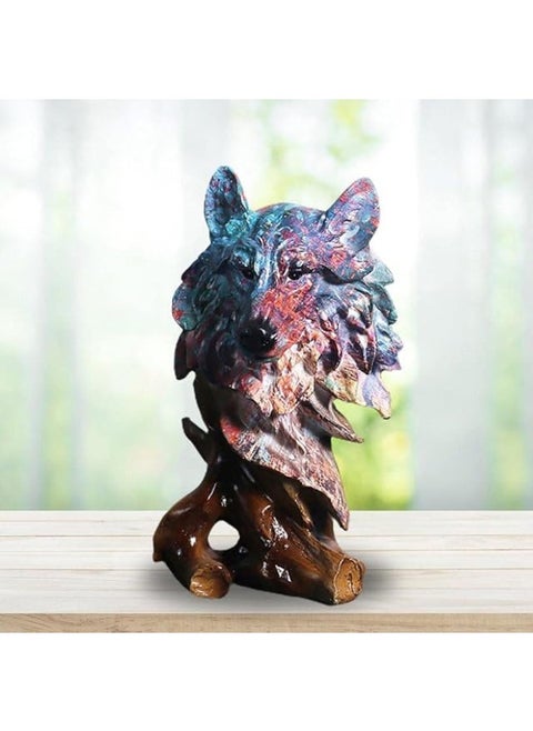 Realistic Animals Statue Colorful Art Design Resin Wolf Desktop Ornaments for Shelf Office