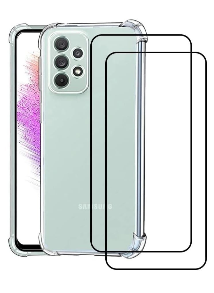 Raxoom Transparent Case for Galaxy A73 5G â€“ Includes 2 Tempered Glass Screen Protectors, Anti-Scratch Protective Cover - Image 1