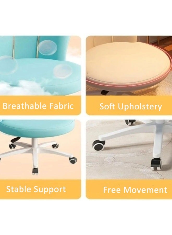 ريليو كرسي مكتب منزلي قابل للتعديل، كرسي مكياج دوار قابل لتعديل الارتفاع، كرسي دراسة بيج مع تصميم ذهبي أنيق، كرسي مخملي على شكل فراشة، كرسي مريح بمسند ظهر متوسط، قابل للدوران 360 درجة، كرسي كمبيوتر عصري منجد مناسب للفتيات والأطفال، مناسب للمكتب المنزلي وغرفة النوم وغرفة المعيشة (بيج) - Image 4