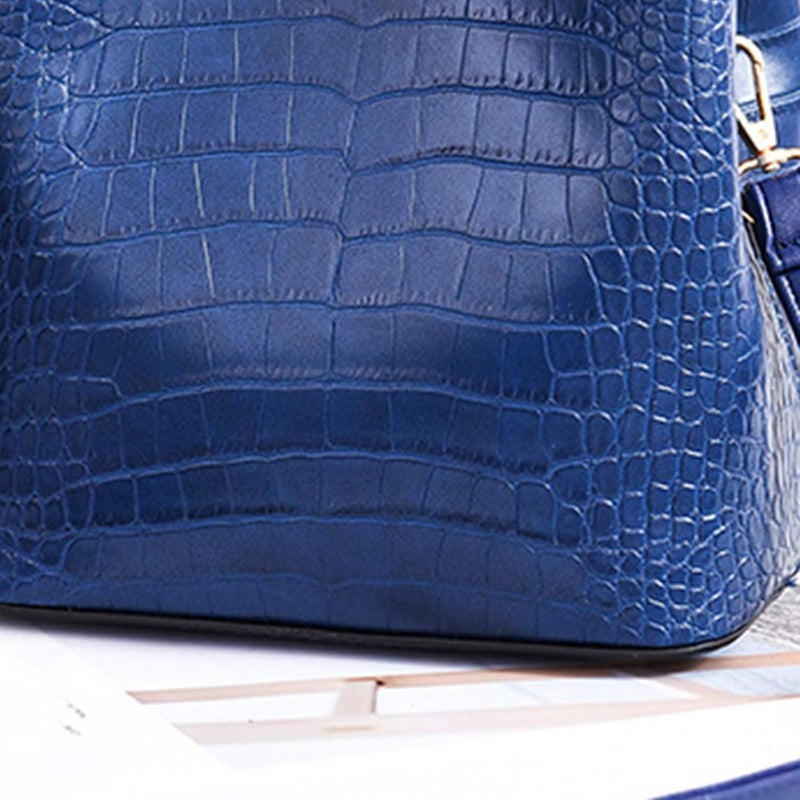 klarako Women PU Leather Purses Bucket Bag Business Handbags Top Handle Satchel Large Capacity Work Tote Shoulder Bags Waterproof Big Crossbody Bag  Blue, 19x13x21CM - Image 4