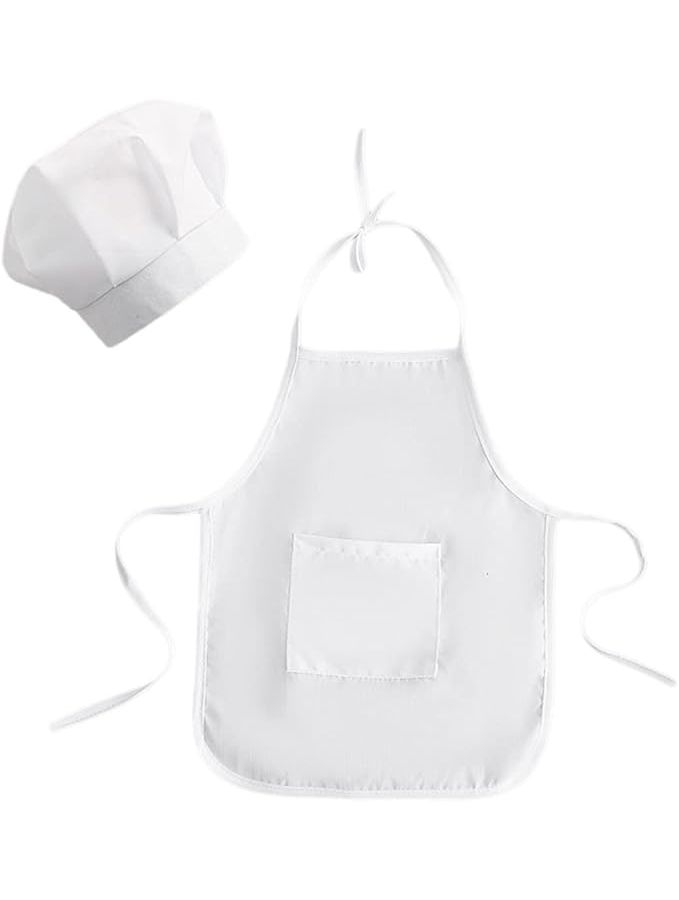 Baby Chef Costume Set White Hat And Apron For Newborn Photography Props Size Small - Image 1