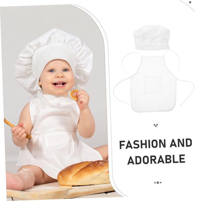 Baby Chef Costume Set White Hat And Apron For Newborn Photography Props Size Small - Image 4