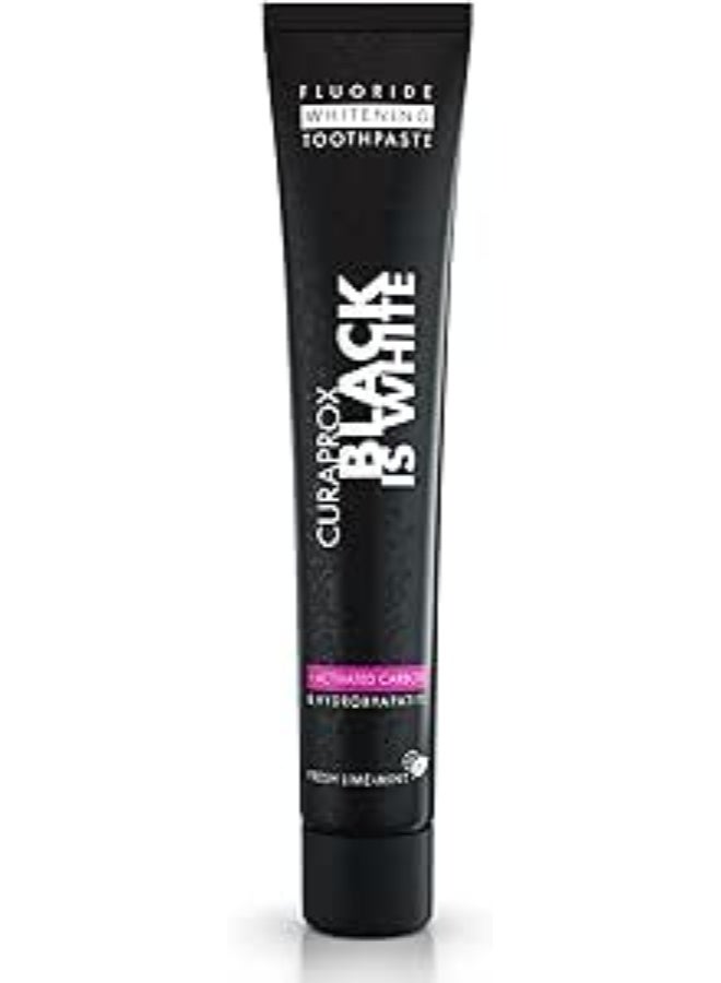 Curaprox Black Is White Teeth Whitening Toothpaste with Activated Charcoal – 90ml - Image 1