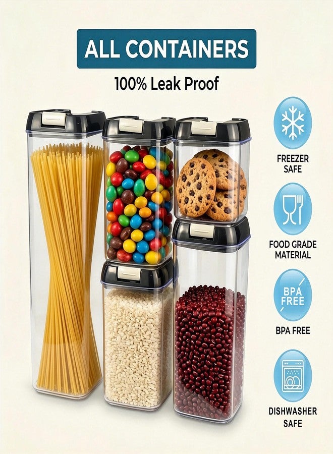 OMIO Airtight Food Storage Containers 7 Pcs, BPA-Free Kitchen Canisters with Intrusive Seal Lids & Silicone Gasket for Cereal, Flour, Pasta - Leak Proof, Stackable Pantry Organizers - Image 3