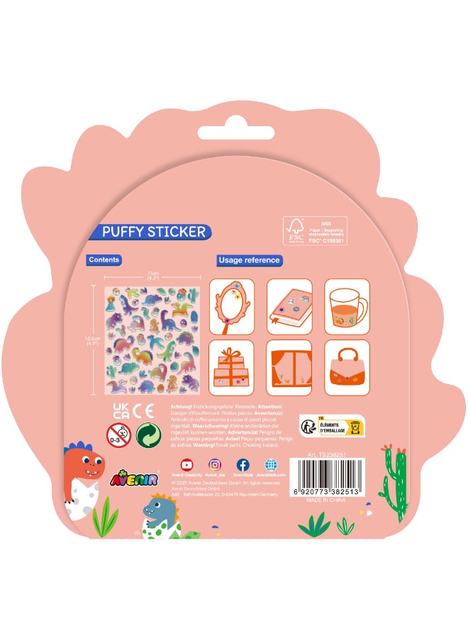 Avenir Puffy Sticker Dino Multicolor |  activity for kids | Perfect work of art to keep for room decoration or to give as a gift | ages 3+ - Image 4