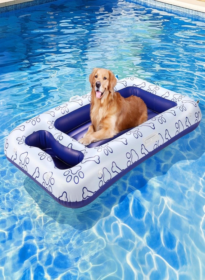 HeySplash Dog Floats for Pool, Inflatable Pool Floats for Small, Medium and Large Dogs, Pet Pool Float Built-in Area for Snacks and Toys, Dog Float for Outdoor Lake Pool Pet Water Park, Travel, Blue - Image 1