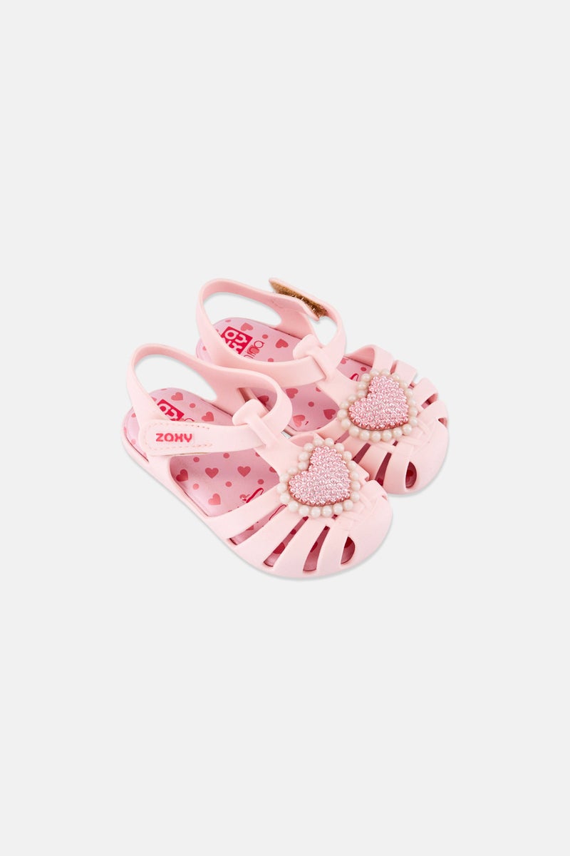 Zaxy Toddlers Girl Coracao Encantado Velcro Closure Sandals, Light Pink - Image 4