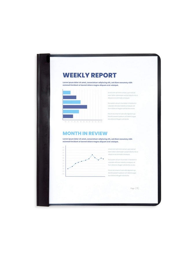 Blue Summit Supplies Blue Summit Supplies 25 Black Plastic Report Covers with Prongs, Black 3 Prong Clear Front Report Cover for Presentation, Document, and School Use, 0.42mm PP Plastic, Bulk 25 Pack  - Image 2