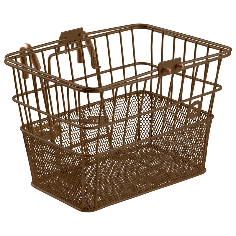 Retrospec Apollo Detachable Front Bike Basket Steel Half-Mesh with Integrated Detachable Hooks and Built-in Handle, Easy Assembly and Portability for Bicycles - Image 1