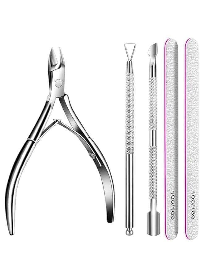 Generic Cuticle Remover with Cuticle Pusher and Cuticle Cutter, Cuticle Trimmer Cuticle Nippers Nail Clippers for Women, Pedicure Tools for Fingernails Toenails  - Image 1