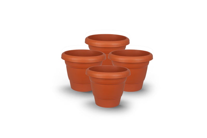 Halsey® Round Virgin Plastic Modern Design Durable Plastic Plant Pot for Gardening (Pack of 4) (Small (8 X 8 INCH)) - Image 1