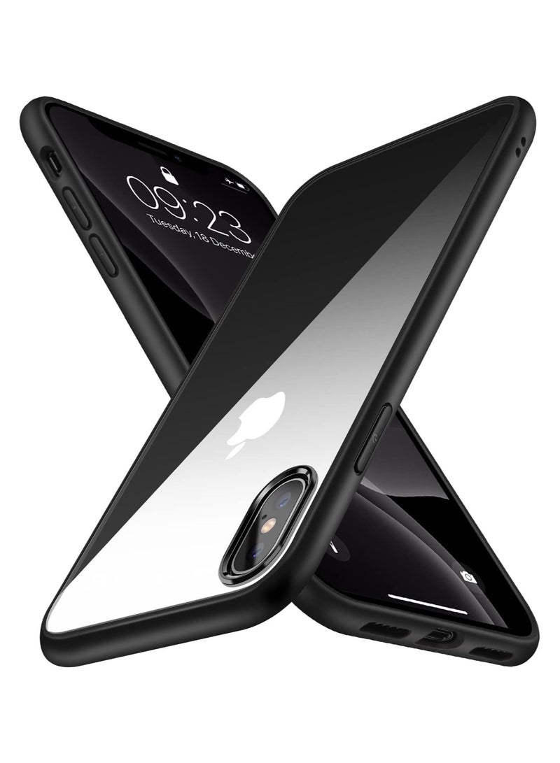 Case Compatible With iPhone X/Xs 5.8 Inch Clear Case Shockproof Hard PC + Soft Silicone Not Yellowing Transparent Protective Slim Case Phone (Black)