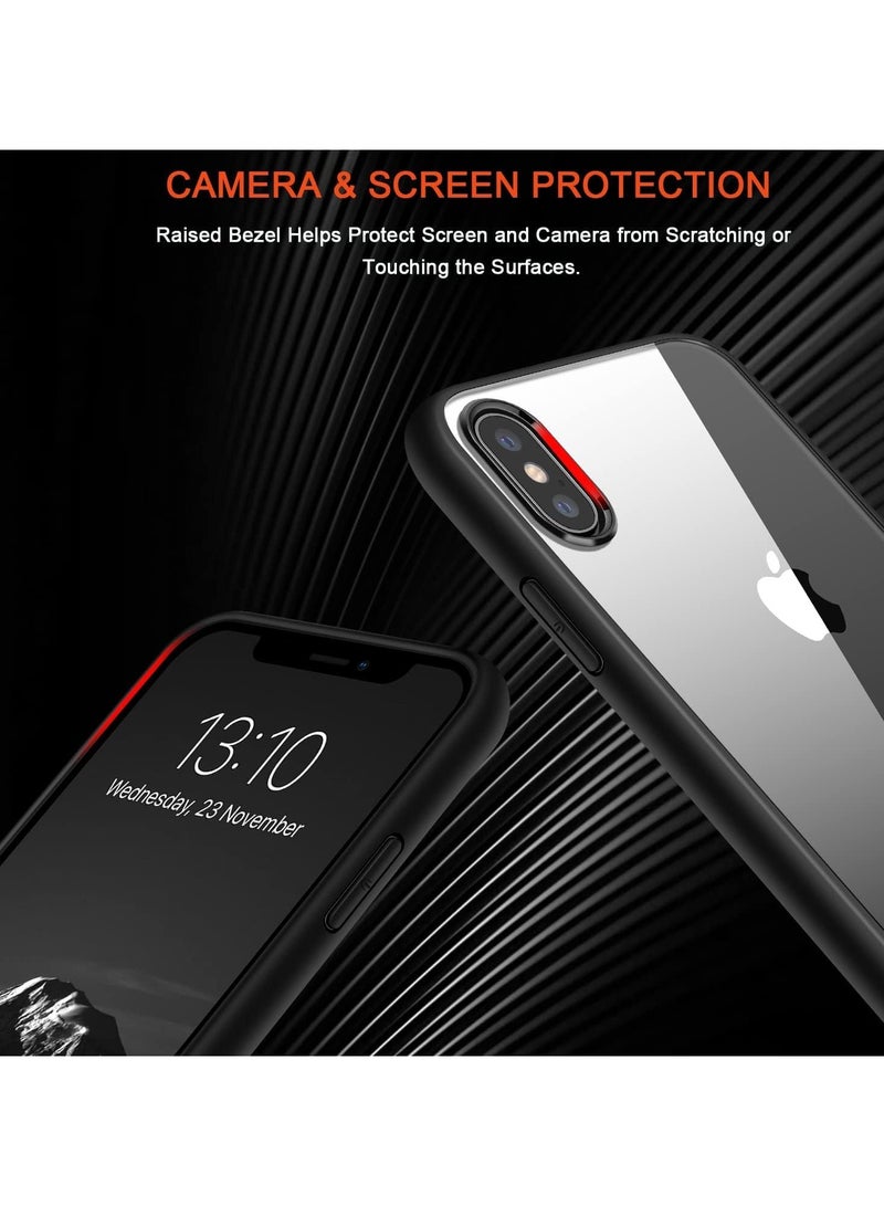 Case Compatible With iPhone X/Xs 5.8 Inch Clear Case Shockproof Hard PC + Soft Silicone Not Yellowing Transparent Protective Slim Case Phone (Black)