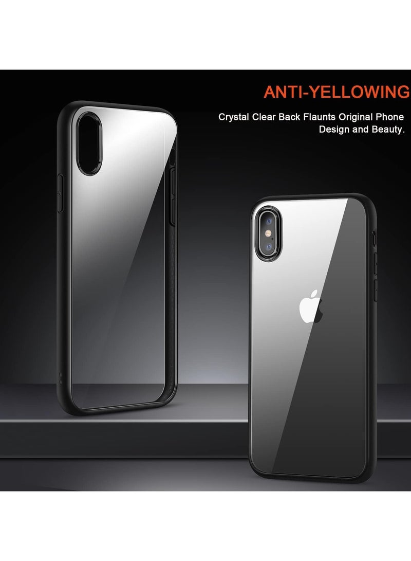 Case Compatible With iPhone X/Xs 5.8 Inch Clear Case Shockproof Hard PC + Soft Silicone Not Yellowing Transparent Protective Slim Case Phone (Black)