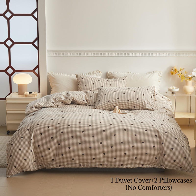 AMZTOP King Duvet Cover Set - Brown Plaid Gingham Comforter Cover with Zipper Closure - 3 Pieces, Includes 1 Duvet Cover& 2 Pillowcases, 100% Cotton King Size Bedding Sets for Teen Girls - Image 2