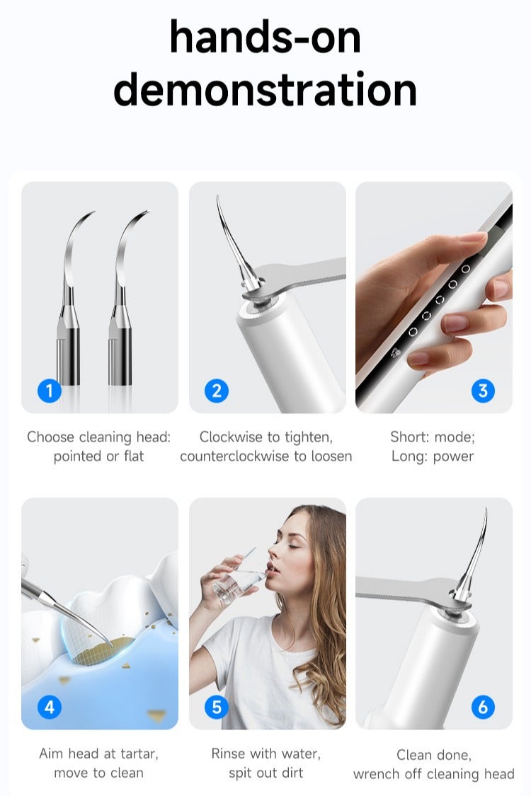 YANCI Ultrasonic Dental Scaler For Teeth Tartar Stain Tooth Calculus Remover Electric Sonic Teeth Plaque Cleaner Dental Stone Removal, Replaceable Clean Heads- Safe - Image 4