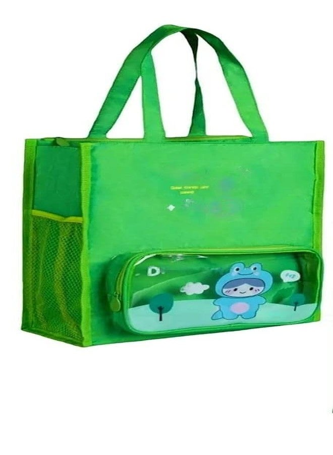 Mayatra's Multi-Purpose Canvas Handbag Pack,Gift Bag for Kids Party Medium Reusable Handbag Multicolor (Pack of 1) (GREEN) - Image 1