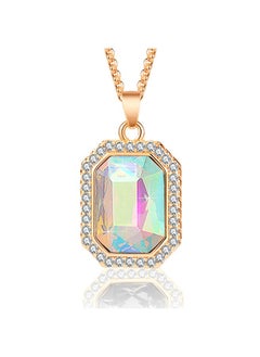 EVEVIC Austrian Crystal Halo Octagon Pendant Necklaces for Women Fashion 14K Gold Plated Dainty  Hypoallergenic Jewelry  - Image 1