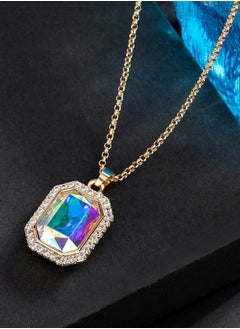 EVEVIC Austrian Crystal Halo Octagon Pendant Necklaces for Women Fashion 14K Gold Plated Dainty  Hypoallergenic Jewelry  - Image 4