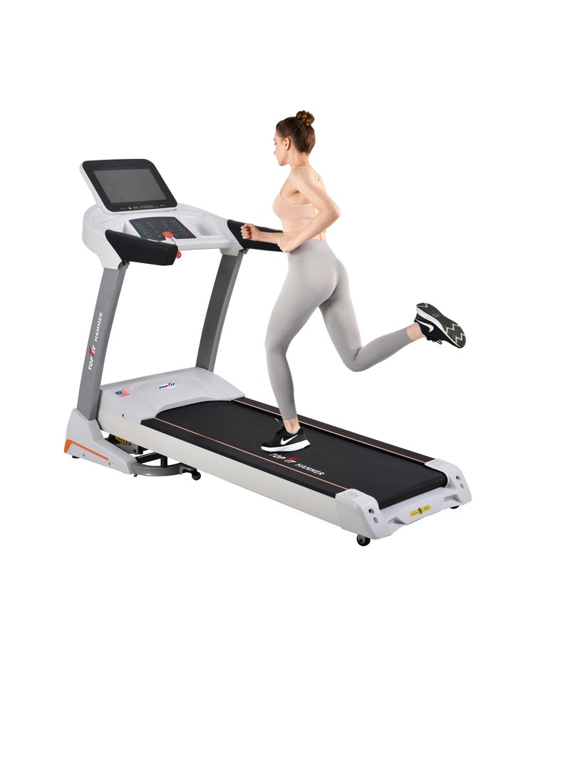 Hammer MT-X Power VOLTTA Smart Treadmill 4.5HP – Foldable, 15.6" Android Screen, White - Image 1