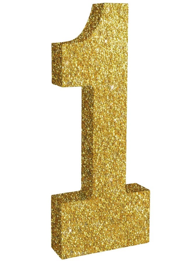 TONIFUL 7.8 Inch Gold Glitter Number 1 Wooden Table Centerpieces Birthday Party Decorations,Shining Golden Digit 1 for Birthday Decorations,New Year,Graduation Decoration,Anniversary,Prop (1 Pack) - Image 1