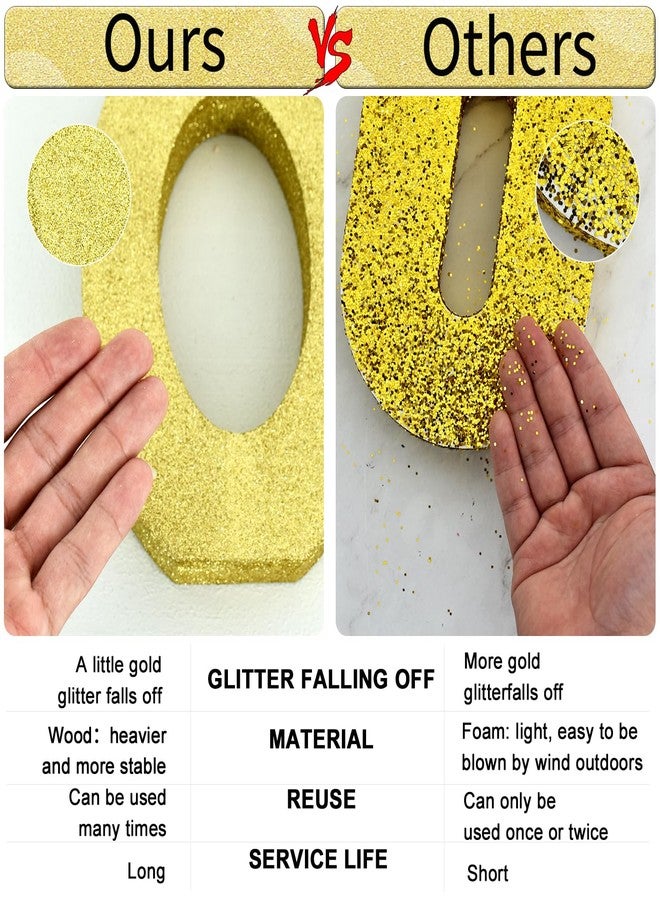 TONIFUL 7.8 Inch Gold Glitter Number 1 Wooden Table Centerpieces Birthday Party Decorations,Shining Golden Digit 1 for Birthday Decorations,New Year,Graduation Decoration,Anniversary,Prop (1 Pack) - Image 3