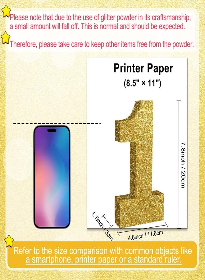 TONIFUL 7.8 Inch Gold Glitter Number 1 Wooden Table Centerpieces Birthday Party Decorations,Shining Golden Digit 1 for Birthday Decorations,New Year,Graduation Decoration,Anniversary,Prop (1 Pack) - Image 2