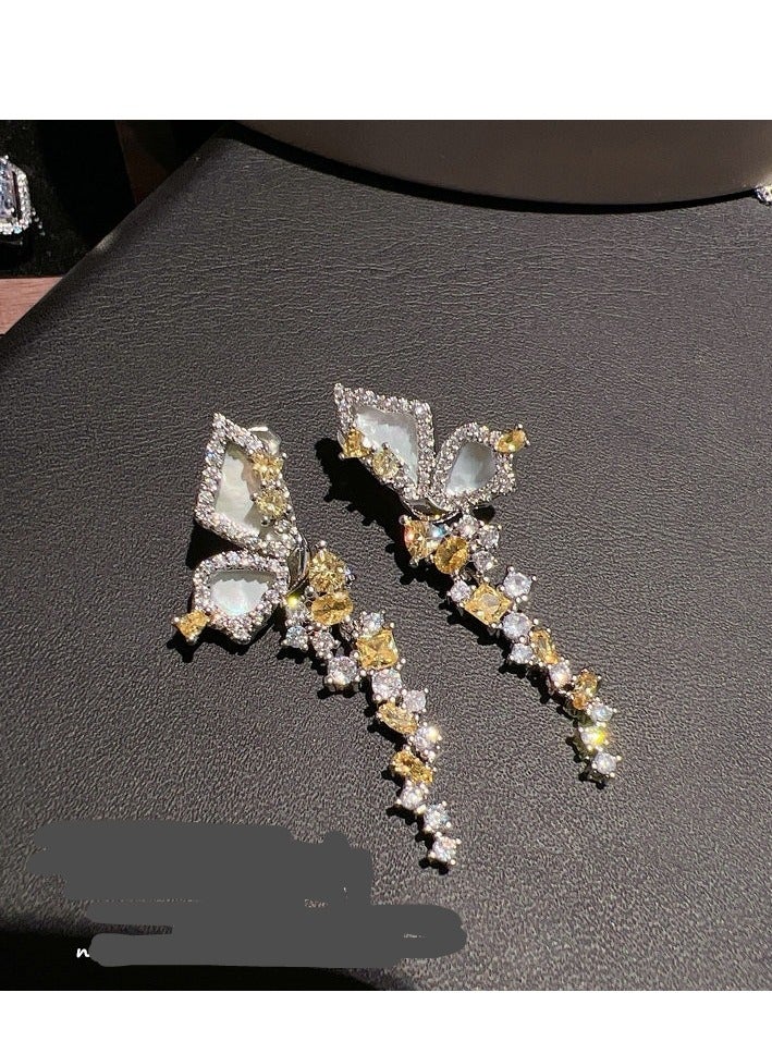 Jewelry Yellow Jade Butterfly Jewelry Set Irregular Zircon - Can be purchased separately (with jewelry box packaging) - Image 2