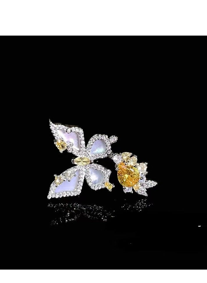 Jewelry Yellow Jade Butterfly Jewelry Set Irregular Zircon - Can be purchased separately (with jewelry box packaging) - Image 3