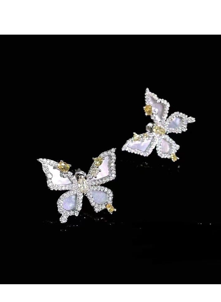 Jewelry Yellow Jade Butterfly Jewelry Set Irregular Zircon - Can be purchased separately (with jewelry box packaging) - Image 4