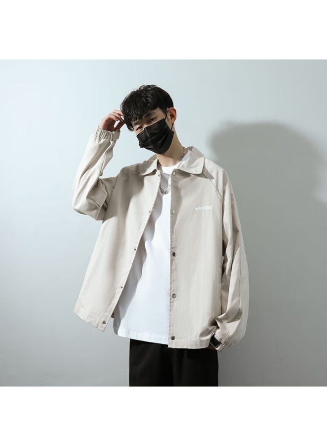 Foss Phil Men's Autumn Winter Jacket Style Trendy Shirt American Workwear Jacket Wt132 Apricot L - Image 3