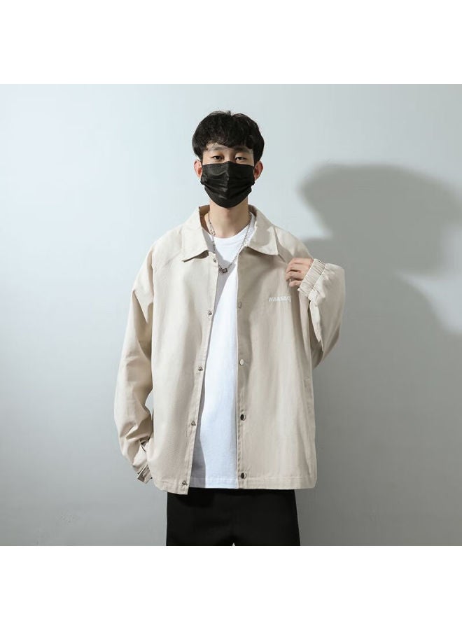 Foss Phil Men's Autumn Winter Jacket Style Trendy Shirt American Workwear Jacket Wt132 Apricot L - Image 2