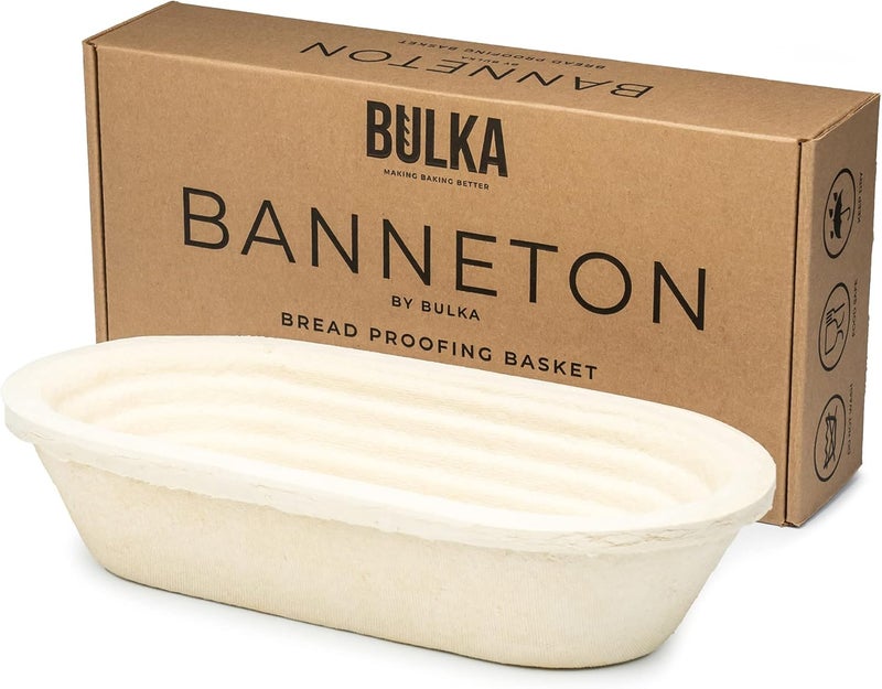 Bulka Oval 750g Groove Banneton Bread Proofing Basket Pressed Wood Pulp, Sourdough Proofing Basket - Non-Stick Batard Brotform Sourdough Bread Baking Supplies, Made in Germany. - Image 1