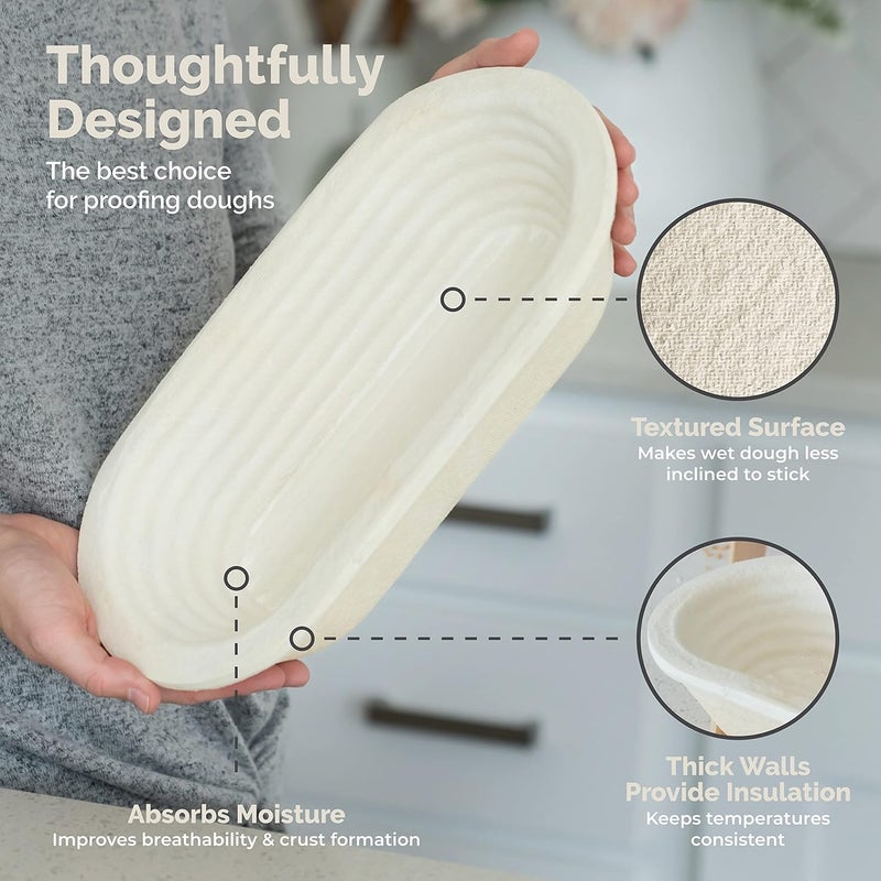 Bulka Oval 750g Groove Banneton Bread Proofing Basket Pressed Wood Pulp, Sourdough Proofing Basket - Non-Stick Batard Brotform Sourdough Bread Baking Supplies, Made in Germany. - Image 3