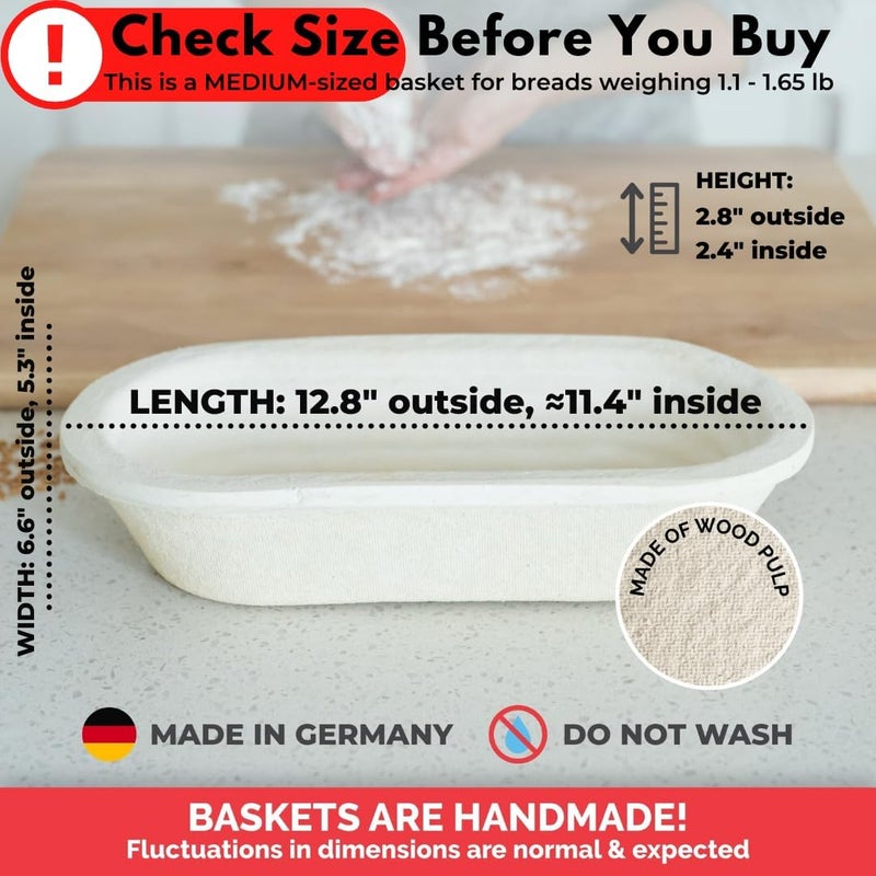 Bulka Oval 750g Groove Banneton Bread Proofing Basket Pressed Wood Pulp, Sourdough Proofing Basket - Non-Stick Batard Brotform Sourdough Bread Baking Supplies, Made in Germany. - Image 2