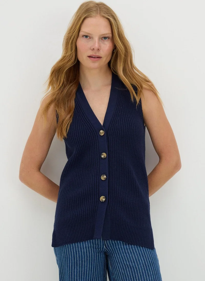 Matalan Navy Ribbed Knit Waistcoat