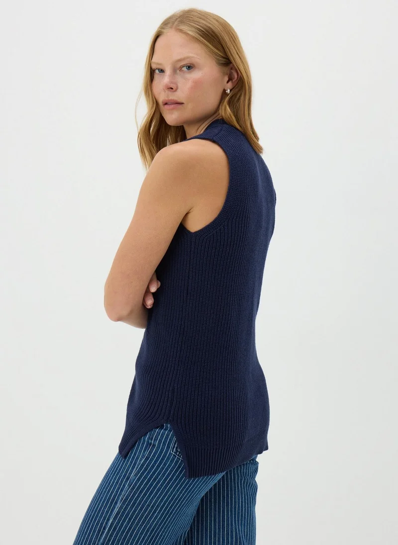 Matalan Navy Ribbed Knit Waistcoat