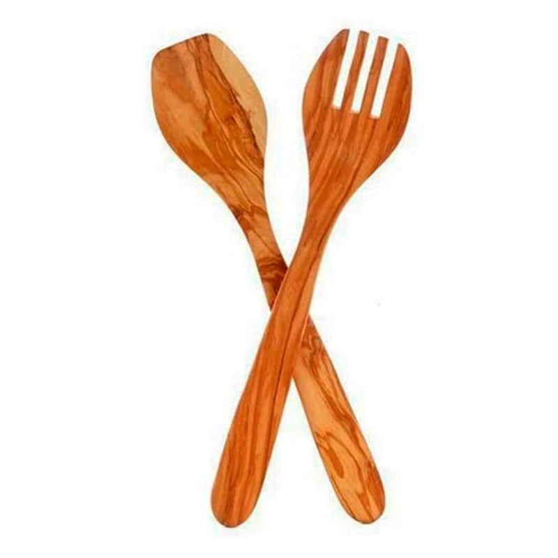 Eddingtons Olive Wood Contemporary Salad Set 33 cm Brown 1 x 65 x 33 cm